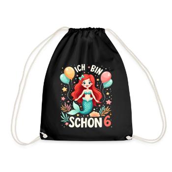 J’ai déjà 6 ans Sirène Birthday Girl - Sac de sport léger - noir - Devant