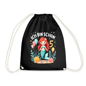 J’ai déjà 5 ans Sirène Birthday Girl - Sac de sport léger - noir - Devant