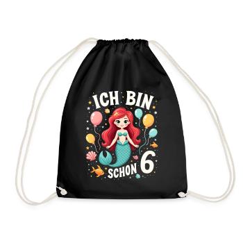 J’ai déjà 6 ans Sirène Birthday Girl - Sac de sport léger - noir - Devant
