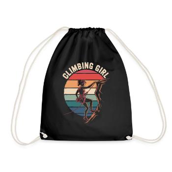 Climbing Girl – Empowered Women on the Rocks - Drawstring Bag - black - Front