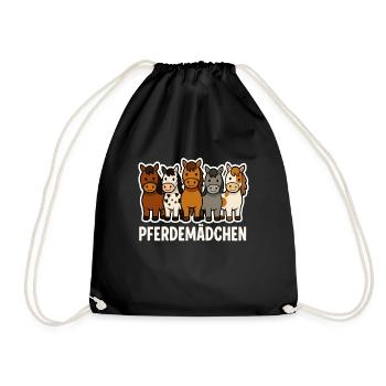 Horse Girl – Cute Pony Design - Drawstring Bag - black - Front