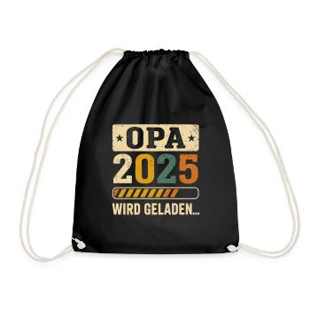 Opa 2025 wird geladen – Bald Opa Design - Turnbeutel - Schwarz - Vorne