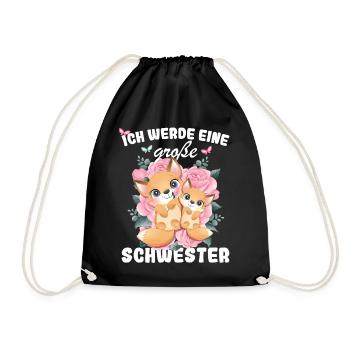 Announcing offspring I'm going to be a big sister in 2027 - Drawstring Bag - black - Front