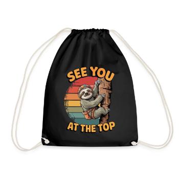 See You at the Top – Kletter Faultier - Turnbeutel - Schwarz - Vorne