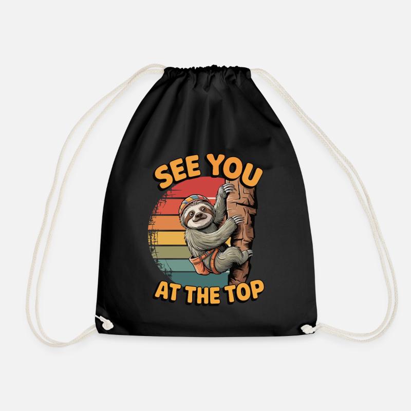 See You at the Top – Climbing Sloth - Drawstring Bag - black
