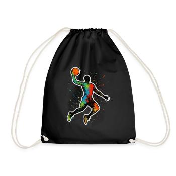 Basketball Splash Dunk – Color explosion in motion - Drawstring Bag - black - Front
