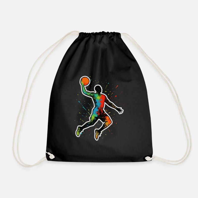 Basketball Splash Dunk – Color explosion in motion - Drawstring Bag - black