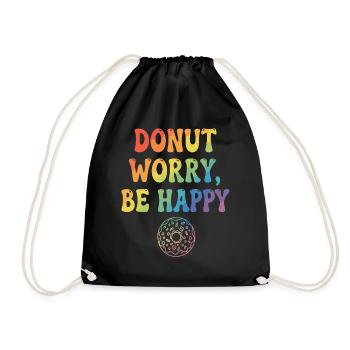 Donut Worry, Be Happy – Donut - Drawstring Bag - black - Front