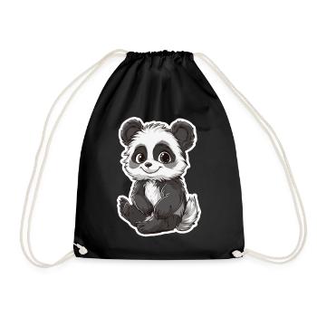 Ours panda mignon - Sac de sport léger - noir - Devant