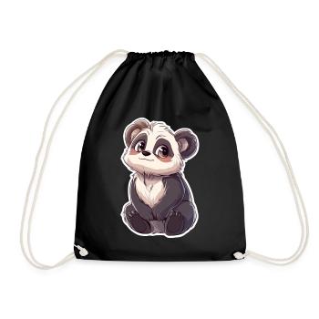 Ours panda mignon – Cadeau pour les enfants - Sac de sport léger - noir - Devant
