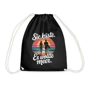 Vous côte Il voulait mer plage amour vague surfeur - Sac de sport léger - noir - Devant