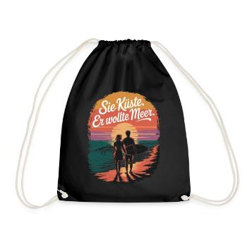 Vous côte Il voulait mer plage amour vague surfeur - Sac de sport léger - noir - Devant