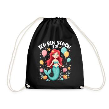 I'm already 12 Mermaid Birthday Girl - Drawstring Bag - black - Front
