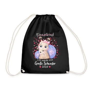 Announcing offspring I'm going to be a big sister in 2026 - Drawstring Bag - black - Front