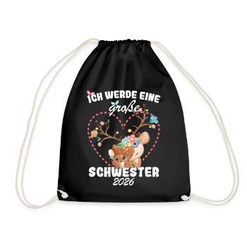 Announcing offspring I'm going to be a big sister in 2026 - Drawstring Bag - black - Front