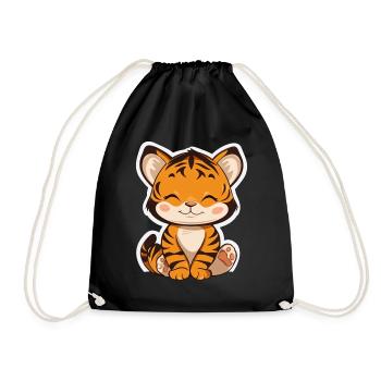Süsser Tiger – Lustige Geschenkidee für Kinder - Turnbeutel - Schwarz - Vorne