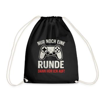 Nur noch eine Runde Gaming - Turnbeutel - Schwarz - Vorne