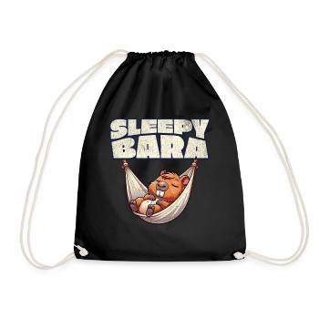 Capybara Sleepy Bara - Drawstring Bag - black - Front