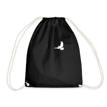 White Dove Dove of Peace Silhouette Pocket Design - Drawstring Bag - black - Front