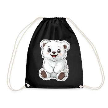Polarbär Illustration – Arktisches Tiermotiv - Turnbeutel - Schwarz - Vorne