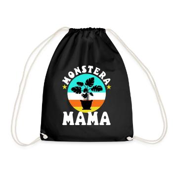 Monstera Mama - Drawstring Bag - black - Front