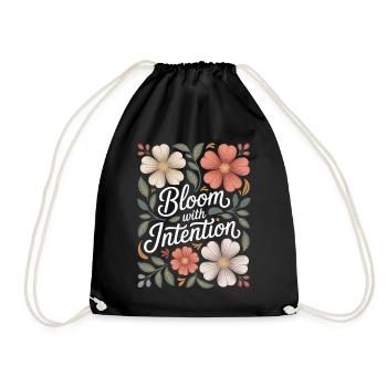 Blühe Mit Absicht Boho Blumen Vintage - Turnbeutel - Schwarz - Vorne