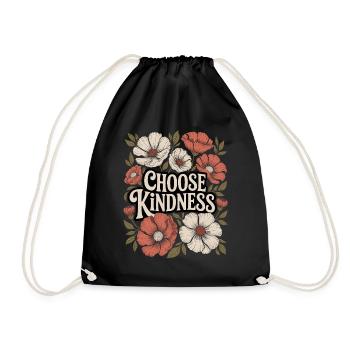 Choose Kindness Boho Flowers Vintage - Drawstring Bag - black - Front