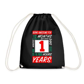 Enfants 1 Années Anniversaire Mois Heures - Sac de sport léger - noir - Devant