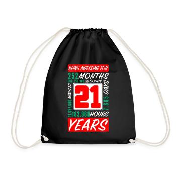 Family 21 Years Birthday Months Hours - Drawstring Bag - black - Front