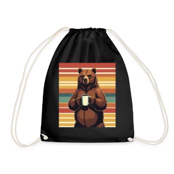 Grim Bear Tasse à café Ours Café Fatigué - Sac de sport léger - noir - Devant