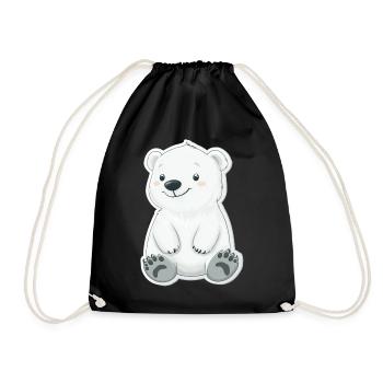 Polarbär Illustration – Arktisches Tiermotiv - Turnbeutel - Schwarz - Vorne