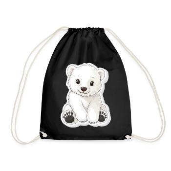 Polar Bear Illustration – Arctic Animal Motif - Drawstring Bag - black - Front