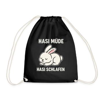 Hasi müde – Hasi schlafen - Turnbeutel - Schwarz - Vorne
