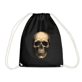 Realistic Skull – Skull Art - Drawstring Bag - black - Front