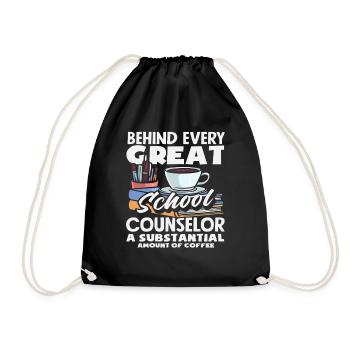 Behind every great school counselor, a lot of coffee - Drawstring Bag - black - Front