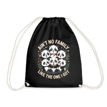 No family like the one I have - cute pandas - Drawstring Bag - black - Front