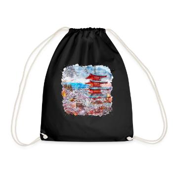 Japonais Asie Sakura Blossom - Sac de sport léger - noir - Devant
