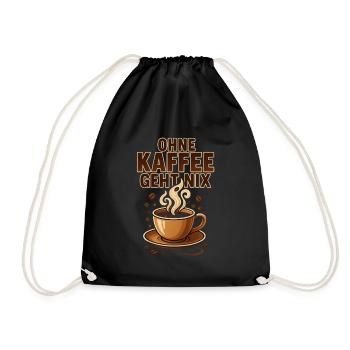 Ohne Kaffee geht nix Kaffeeliebhaber & Kaffeefans - Turnbeutel - Schwarz - Vorne