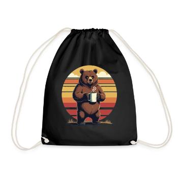 Grim Bear Tasse à café Ours Café Fatigué - Sac de sport léger - noir - Devant