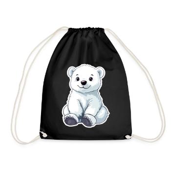 Polarbär Illustration – Arktisches Tiermotiv - Turnbeutel - Schwarz - Vorne