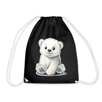 Polarbär Illustration – Arktisches Tiermotiv - Turnbeutel - Schwarz - Vorne