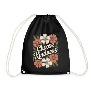 Floral Boho Vintage Quote: Choose Kindness - Drawstring Bag - black - Front