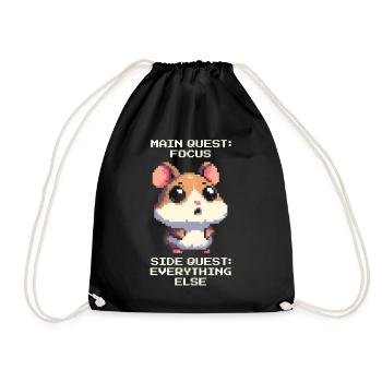 Focus: Main Quest | ADHD Side Quests Everywhere - Drawstring Bag - black - Front