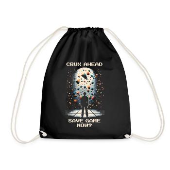 Crux ahead | Bouldering Pixel Art Kneebar - Drawstring Bag - black - Front