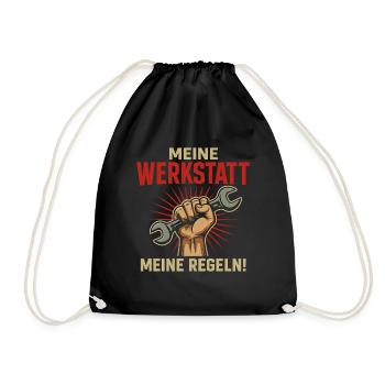 My workshop – my rules! - Drawstring Bag - black - Front
