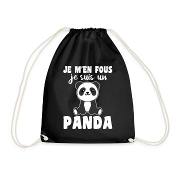 Je M’en Fous Je Suis Un Panda - Sac de sport léger - noir - Devant
