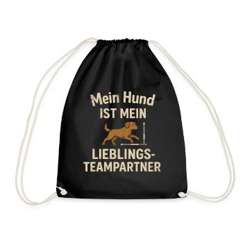 Agility Dog Training Team Partner Dog Lover - Drawstring Bag - black - Front