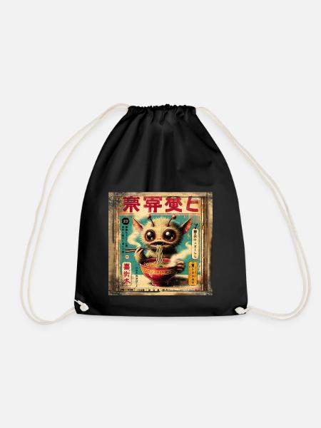 Alien Ramen Grunge Poster Style - Sac de sport léger - noir