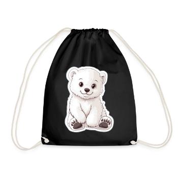 Polarbär Illustration – Arktisches Tiermotiv - Turnbeutel - Schwarz - Vorne