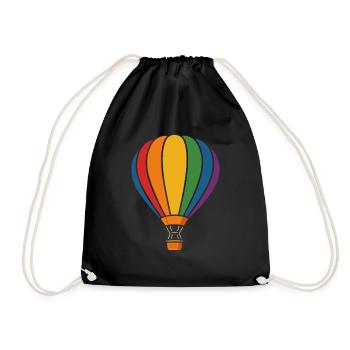 Regenbogen Heißluftballon – Abenteuer Luft - Turnbeutel - Schwarz - Vorne